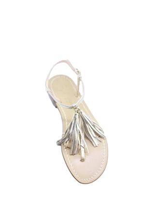 Platinum gold sandals with tassels Da Costanzo | NAPPINE2PELLEPLATINO